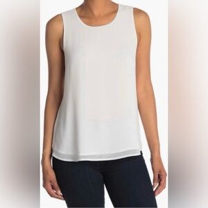 Pleione White Sleeveless Double Layer Chiffon Woven Flowy Tank Size XL